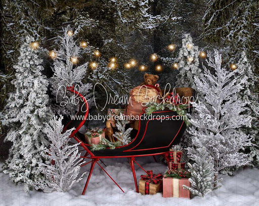 Flocked Forest Sleigh