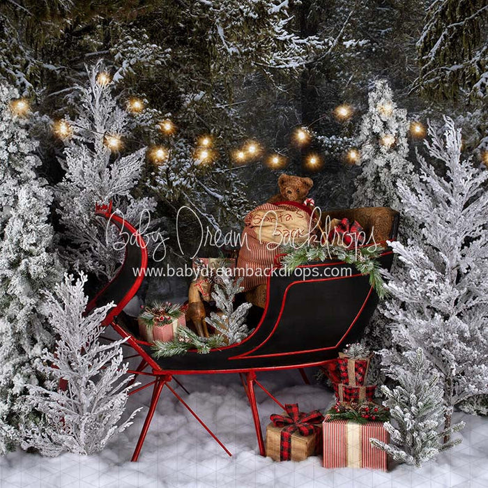 X Drop flocked forest sleigh