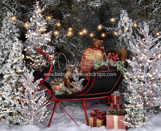 Flocked Forest Sleigh Lights