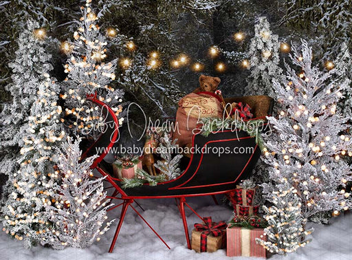 Flocked Forest Sleigh Lights