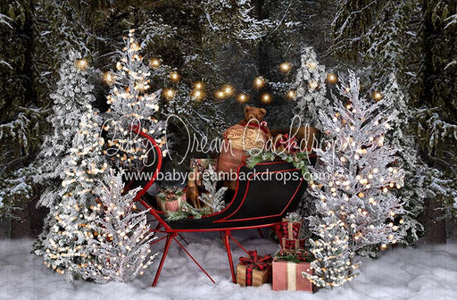 Flocked Forest Sleigh Lights