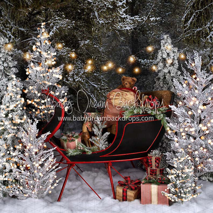 X Drop flocked forest sleigh lights