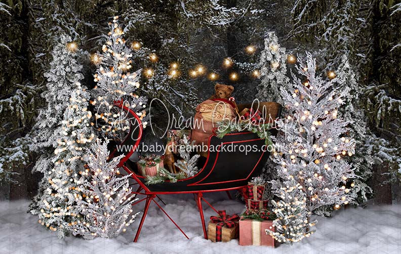 Flocked Forest Sleigh Lights