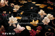 Black Floral Rug Floor Fabric Drop (SM)