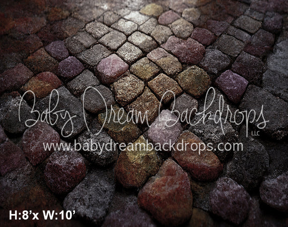 Dark Colored Cobbles Floor Fabric Drop (SM)
