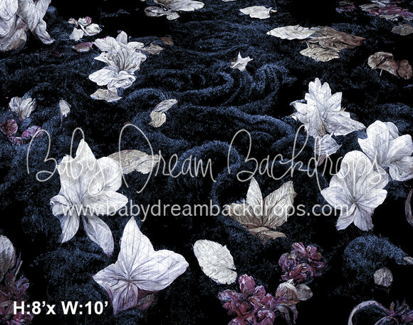 Navy Floral Rug Floor Fabric Drop (SM)