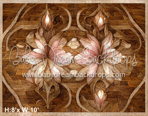 Rose Pattern Wood Floor Fabric Drop (SM)