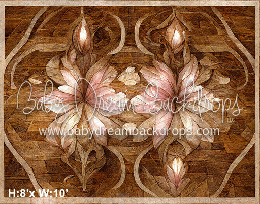 Rose Pattern Wood Floor Fabric Drop (SM)