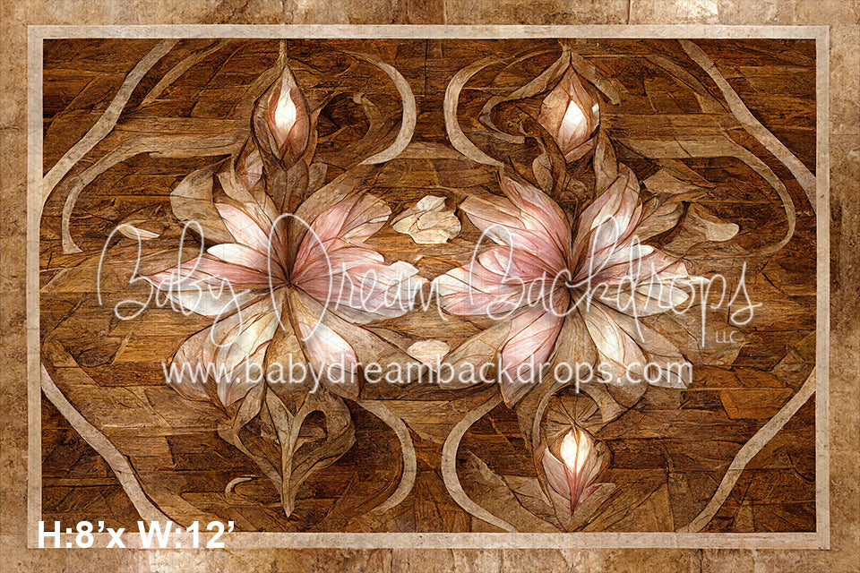 Rose Pattern Wood Floor Fabric Drop (SM)