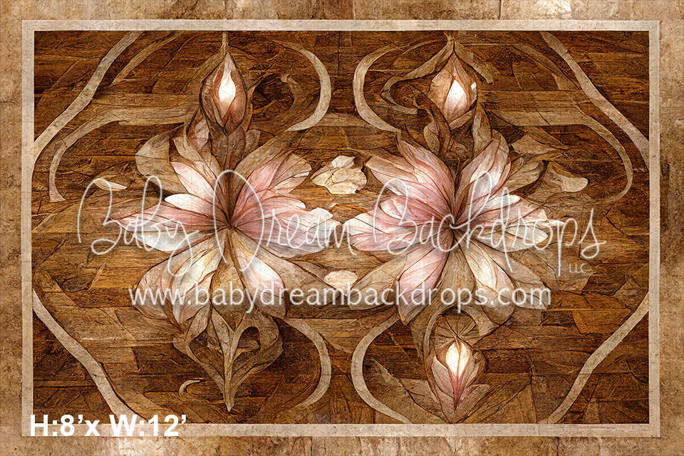 Rose Pattern Wood Floor Fabric Drop (SM)