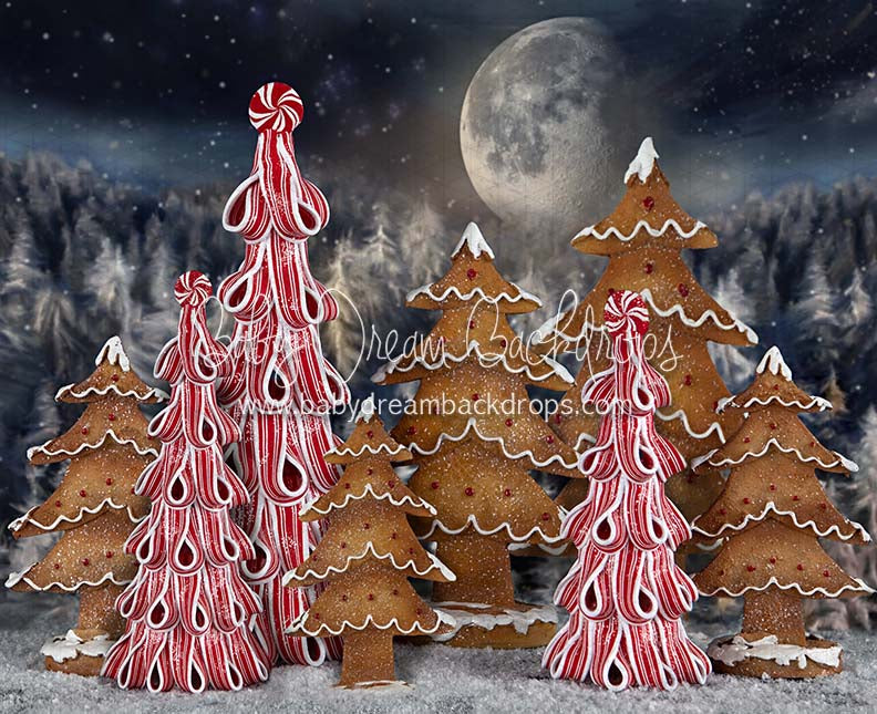 RTS 8x8 fleece Gingerbread Trees Moonlight — Baby Dream Backdrops