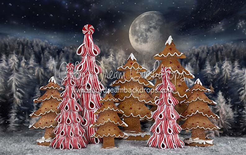 RTS 8x8 fleece Gingerbread Trees Moonlight