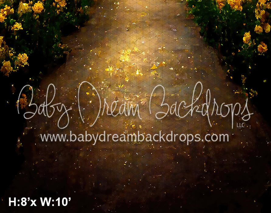 Glowing Castle with Yellow Flowers Floor Fabric Drop (BD)