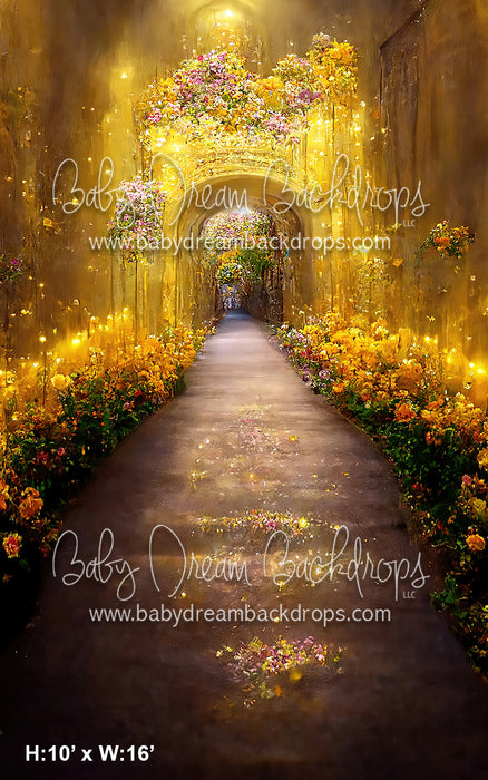 Sweeps Glowing Castle with Yellow and Pink Flowers (BD)