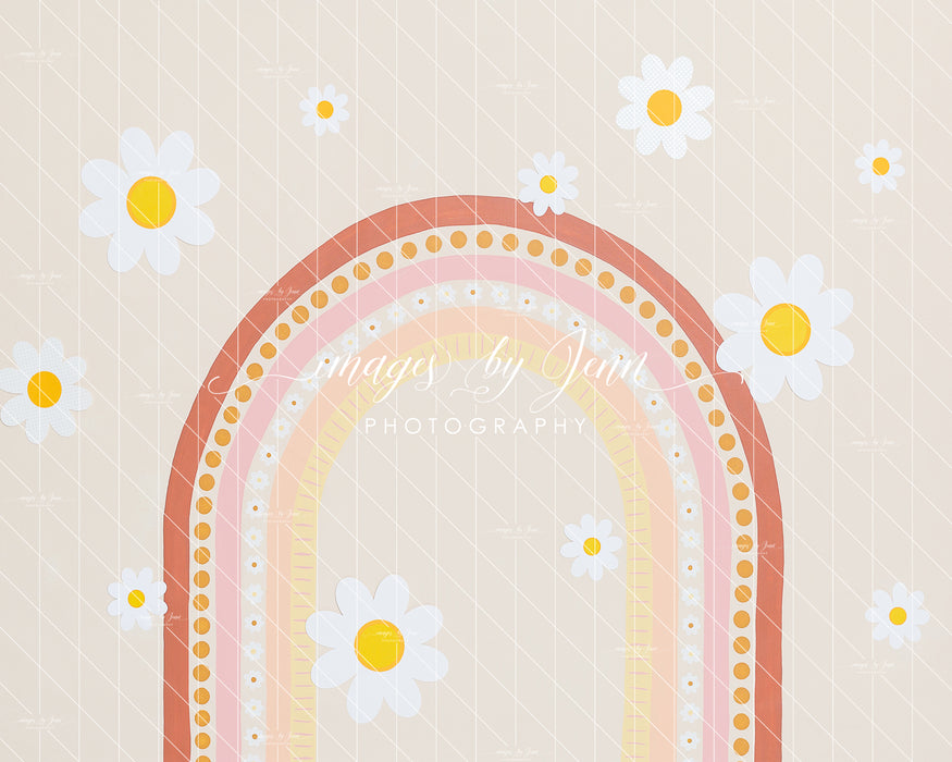 Hand Painted Daisy Rainbow with Flowers (JG)