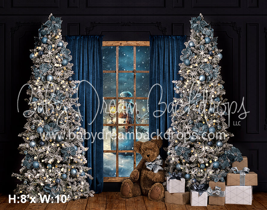 Happy Frosty Snowman Window with Bear (VR)
