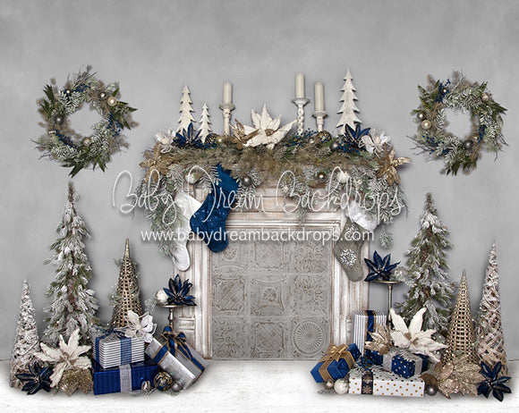 Holiday Blue Fireplace 