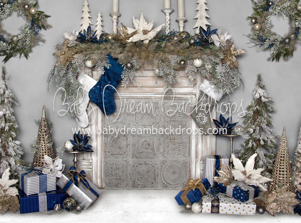 Holiday Blue Fireplace