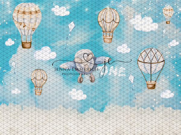 Hot Air Balloons in the Sky with Clouds (lights) (JE)