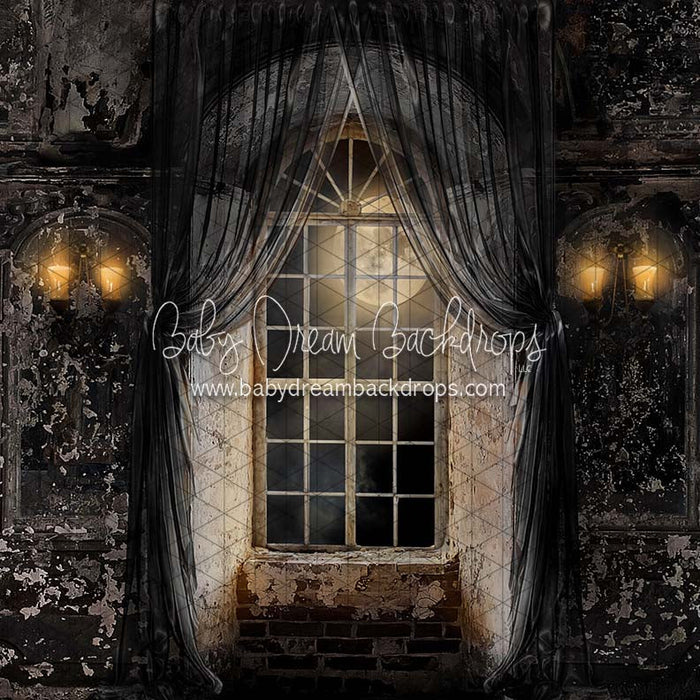 X Drop mansion in the moonlight window black