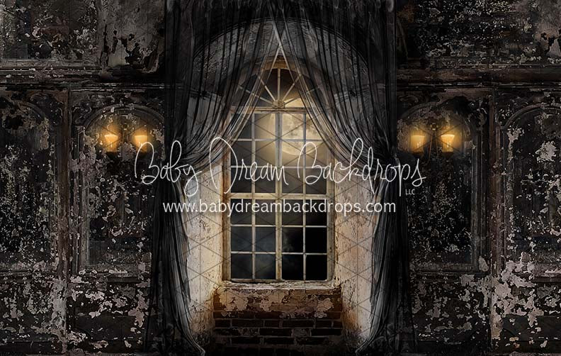 Mansion in the Moonlight Window (Black)