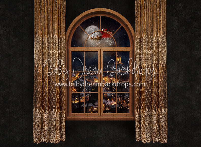 Midnight Holiday City Window Santa (JA)