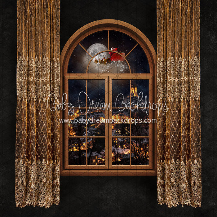 X Drop midnight holiday city window santa ja