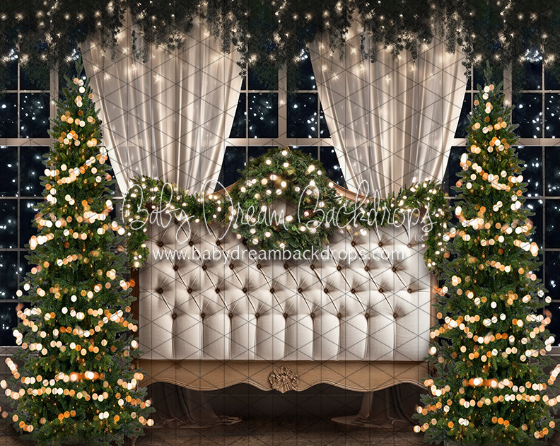 Midnight Twinkle White Queen Headboard Trees (JA)