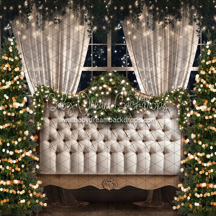 Midnight Twinkle White Queen Headboard Trees (JA)