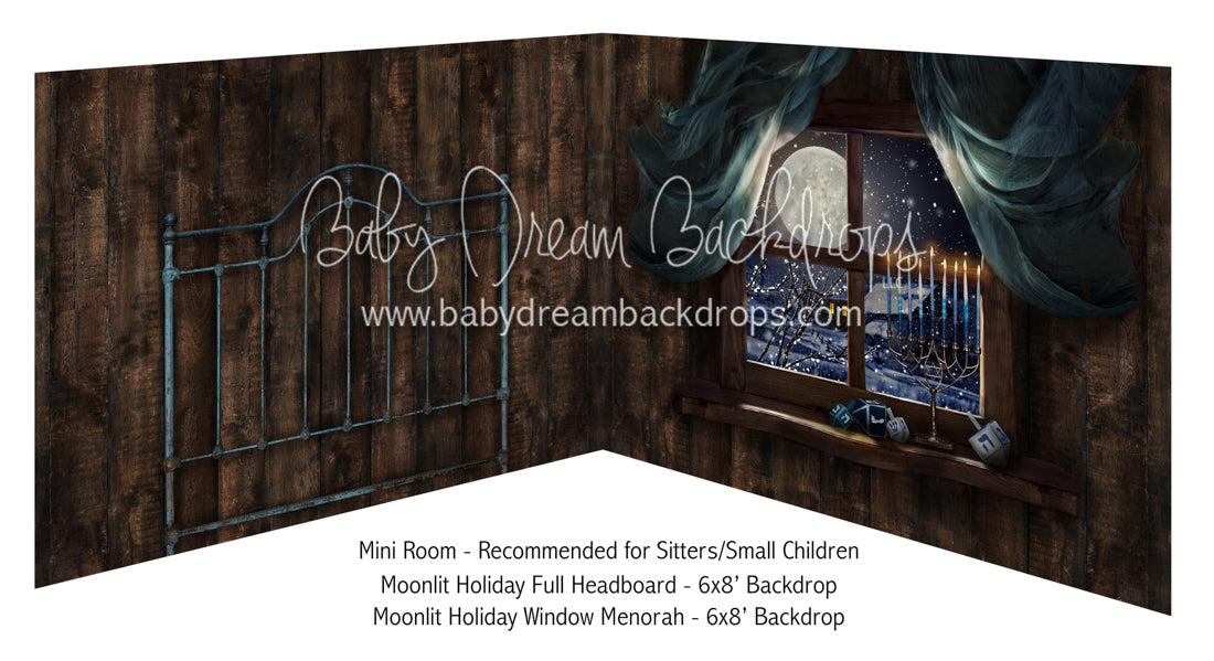 Moonlit Holiday Full Headboard and Moonlit Holiday Window Menorah