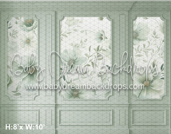 Mint Floral Wainscoting (AZ)