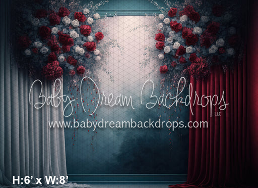 Moody Scarlet Painted Floral Wall (MD)