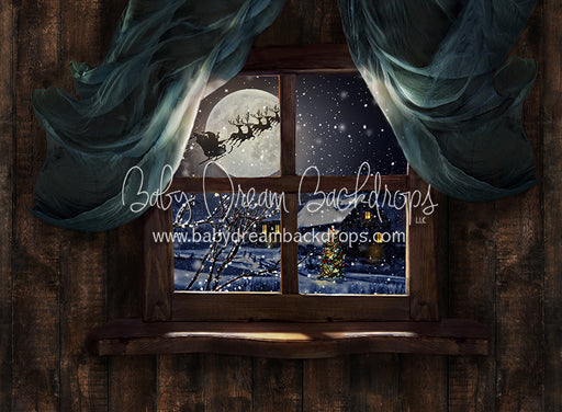 Moonlit Holiday Window Santa
