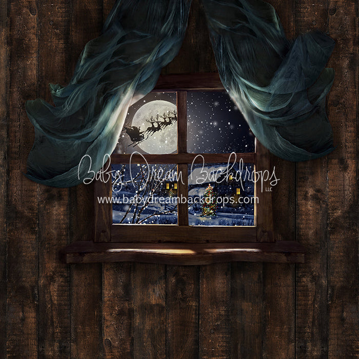 X Drop moonlit holiday window santa
