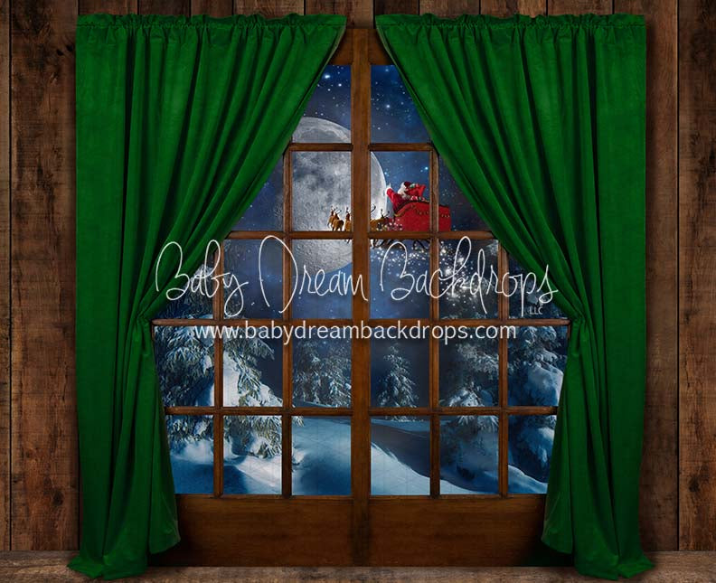 Moonlit Magic Window Green Santa