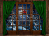 Moonlit Magic Window Green Santa