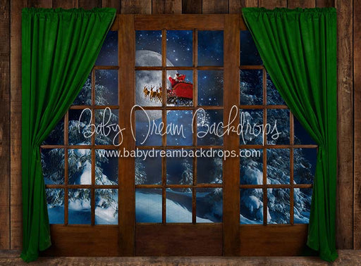 Moonlit Magic Window Green Santa