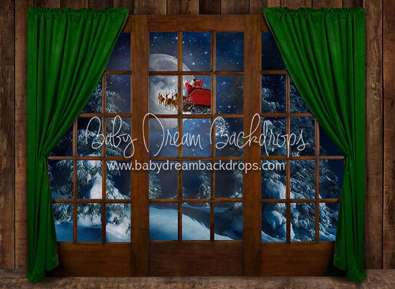 Moonlit Magic Window Green Santa