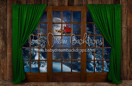Moonlit Magic Window Green Santa
