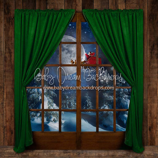 Moonlit Magic Window Green Santa