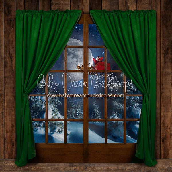 X Drop moonlit magic window green santa