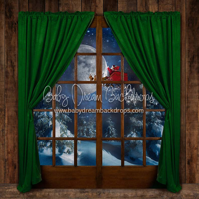 Moonlit Magic Window Green Santa