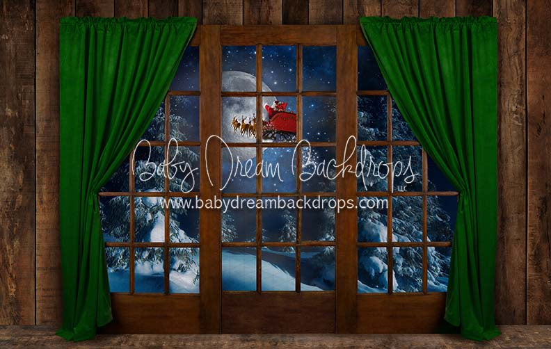 Moonlit Magic Window Green Santa