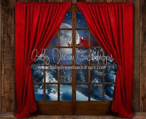 Moonlit Magic Window Red Santa
