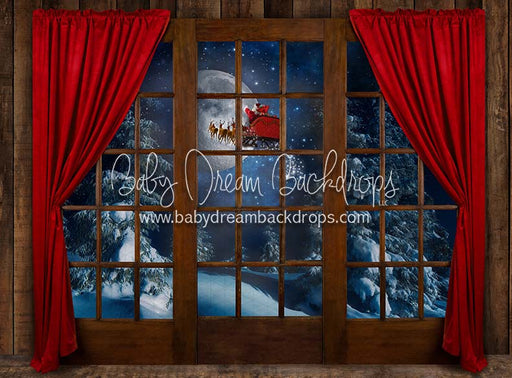 Moonlit Magic Window Red Santa