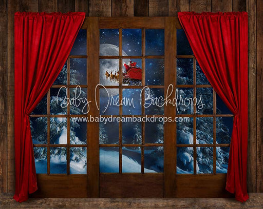 Moonlit Magic Window Red Santa