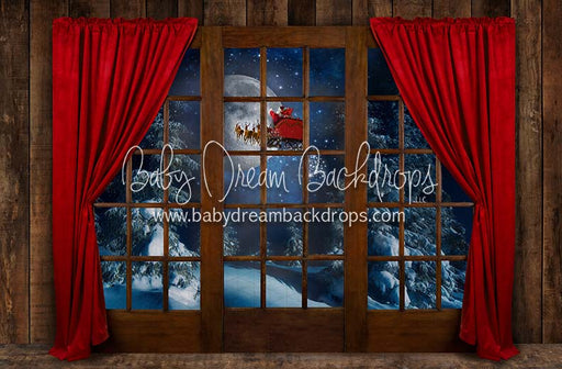 Moonlit Magic Window Red Santa