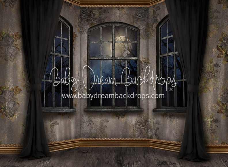 Moonlit Mansion Window 6x8