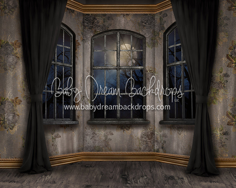 Moonlit Mansion Window