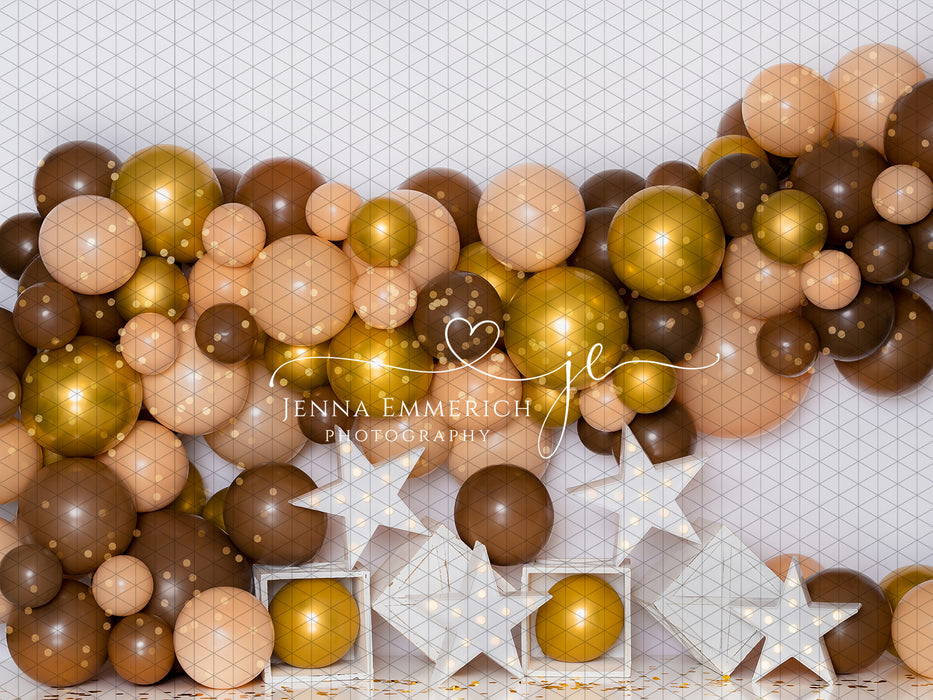Muted Balloon Garland with Twinkle Lights